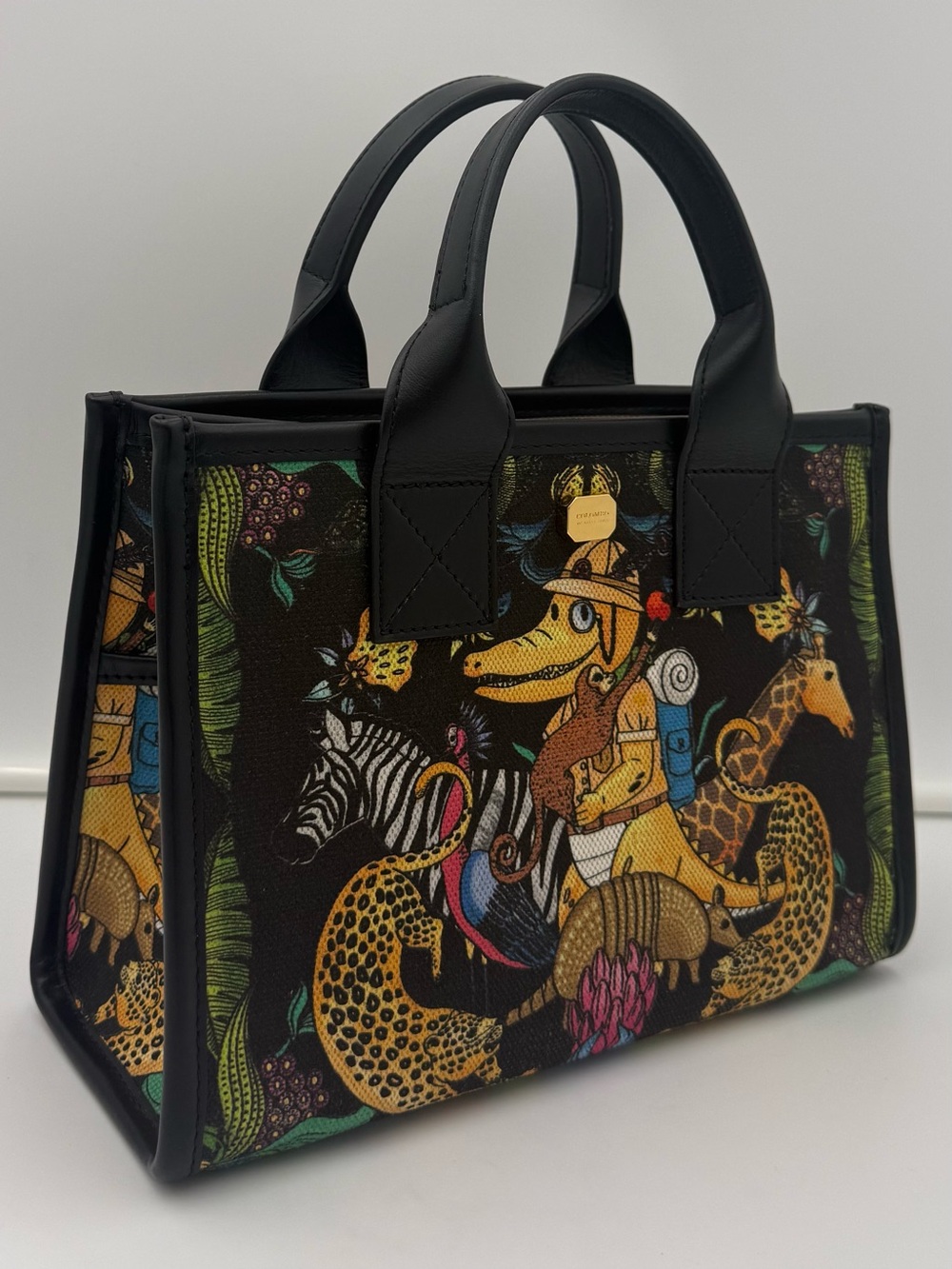 🐊COLOMBO 1937 MILANO ‘Current New Model’ Black SAFARI Tote Bag • Made in ITALY